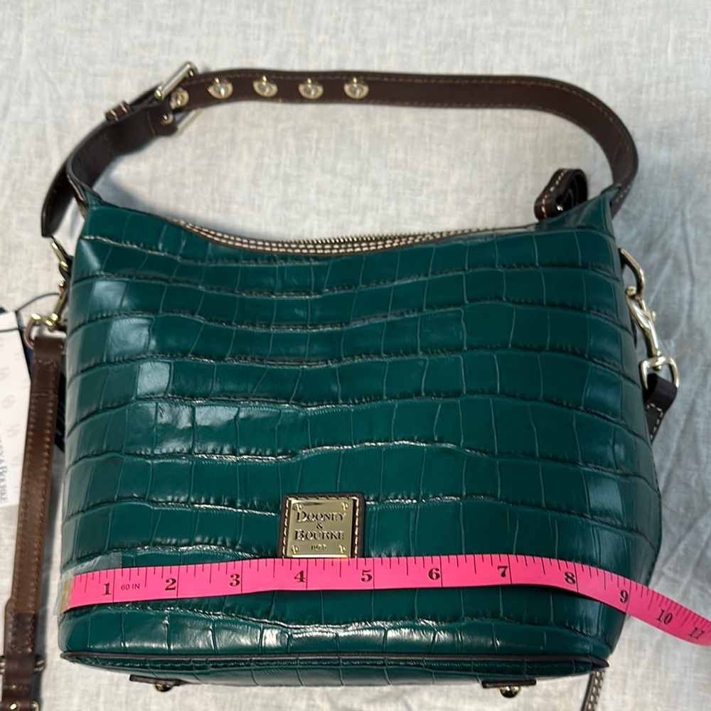 Dooney & Bourke Croc Teal and Brown Paige Crossbody and Shoulder Bag - Picture 4 of 7